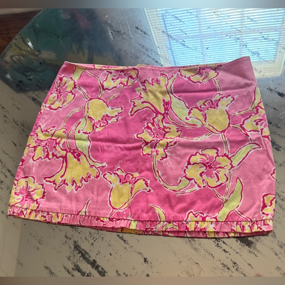 Lilly Pulitzer Mini Skirt Pink and Yellow Size 8